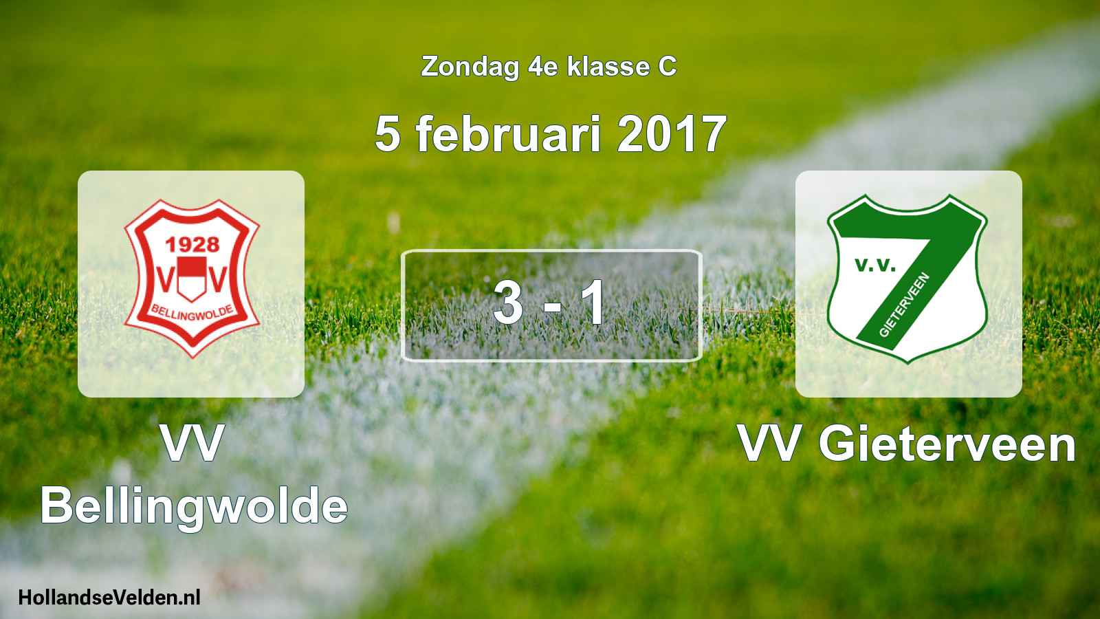 Total number of matches played: VV Bellingwolde - VV Gieterveen 3 - 1 (5 February 2017)