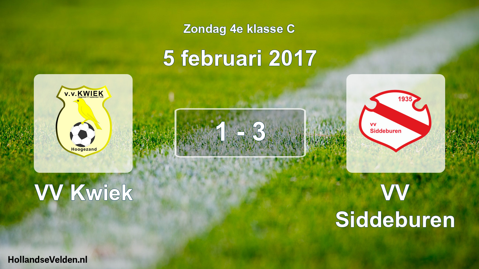 Total number of matches played: VV Kwiek - VV Siddeburen 1 - 3 (5 February 2017)
