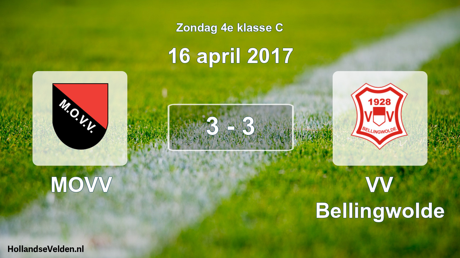 Total number of matches played: MOVV - VV Bellingwolde 3 - 3 (16 April 2017)