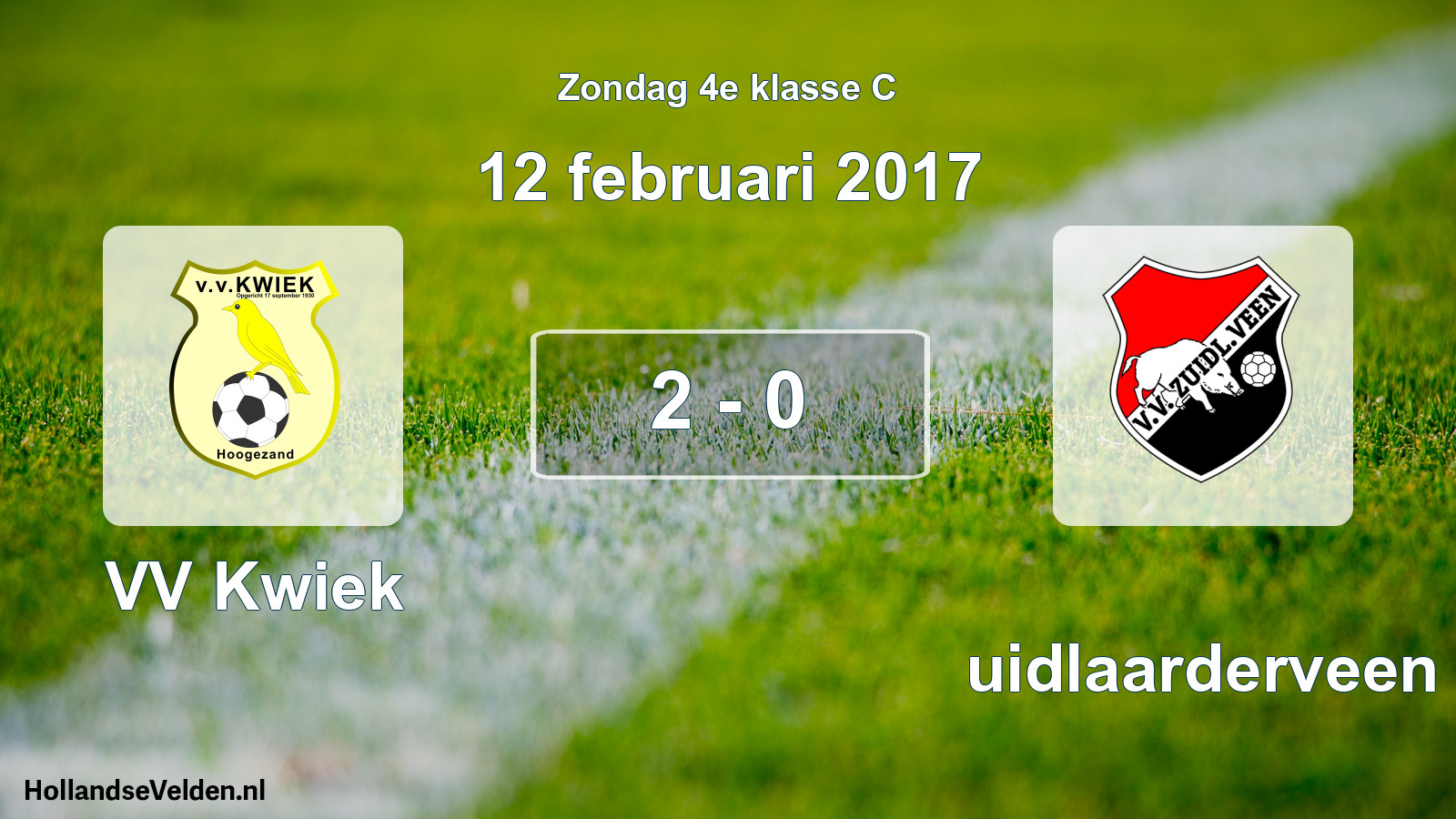 Total number of matches played: VV Kwiek - Zuidlaarderveen 2 - 0 (12 February 2017)