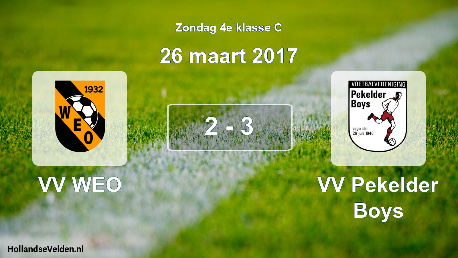 Total number of matches played: VV WEO - VV Pekelder Boys 2 - 3 (26 March 2017)