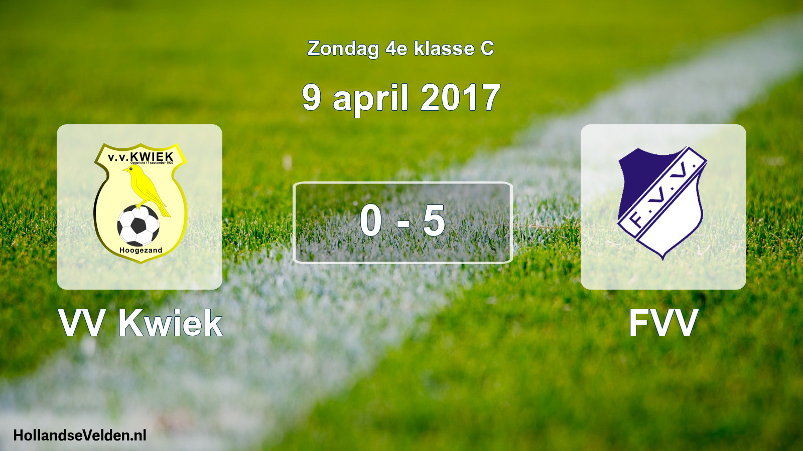 Total number of matches played: VV Kwiek - FVV 0 - 5 (9 April 2017)