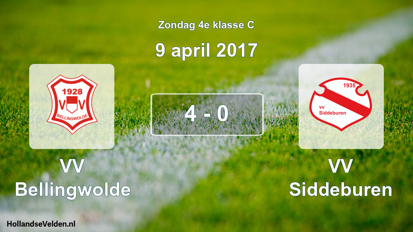 Total number of matches played: VV Bellingwolde - VV Siddeburen 4 - 0 (9 April 2017)