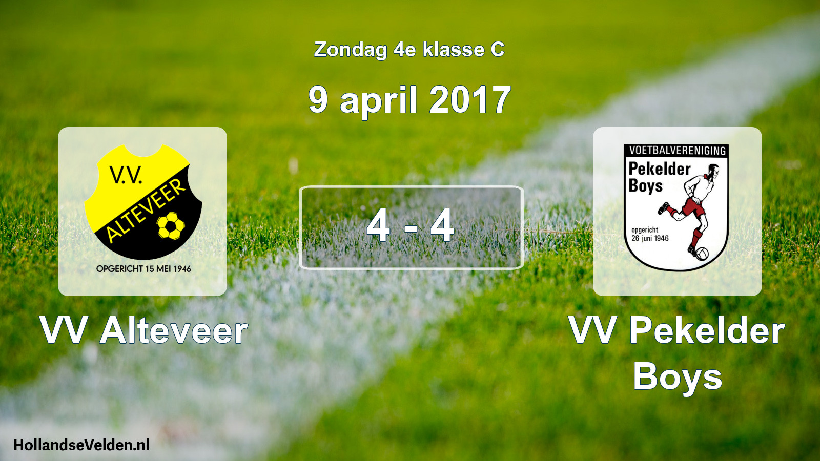 Total number of matches played: VV Alteveer - VV Pekelder Boys 4 - 4 (9 April 2017)