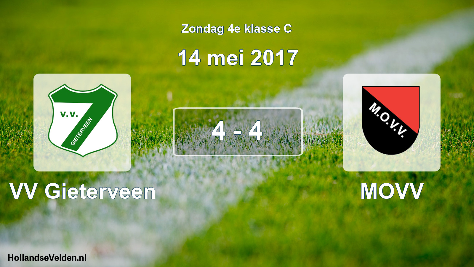 Total number of matches played: VV Gieterveen - MOVV 4 - 4 (14 May 2017)