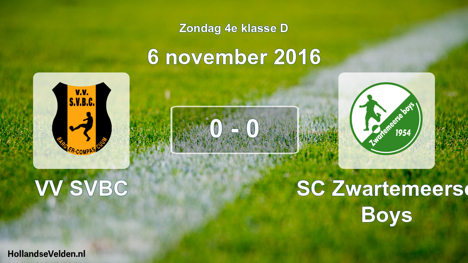 Total number of matches played: VV SVBC - SC Zwartemeerse Boys 0 - 0 (6 November 2016)