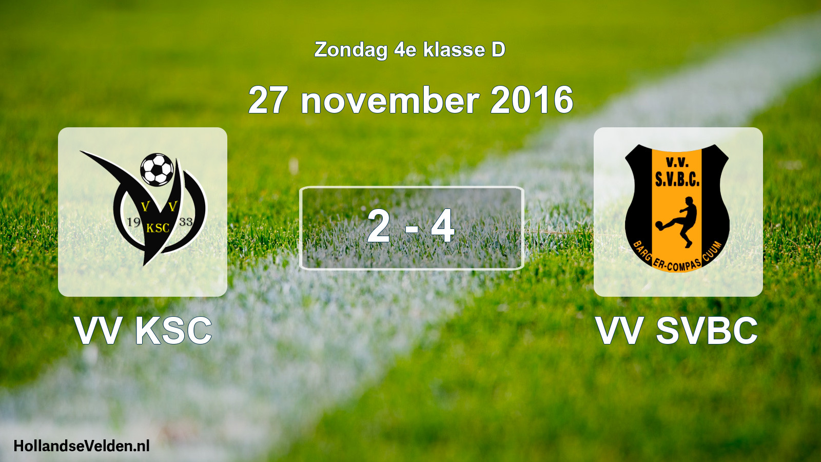 Total number of matches played: VV KSC - VV SVBC 2 - 4 (27 November 2016)