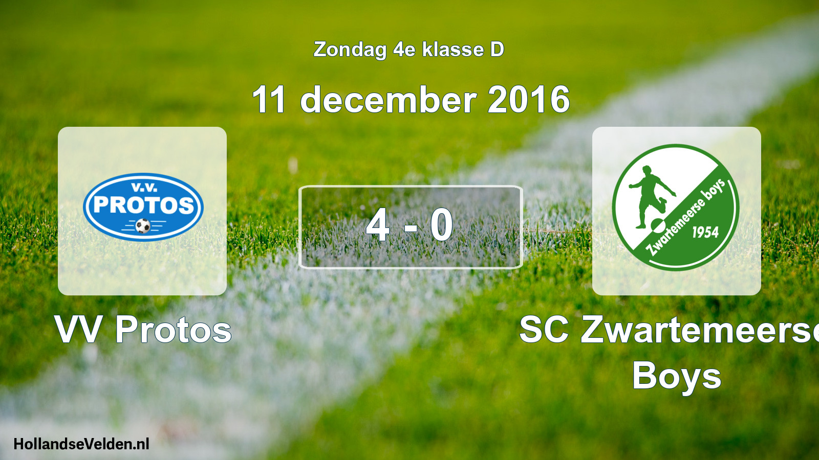Total number of matches played: VV Protos - SC Zwartemeerse Boys 4 - 0 (11 December 2016)