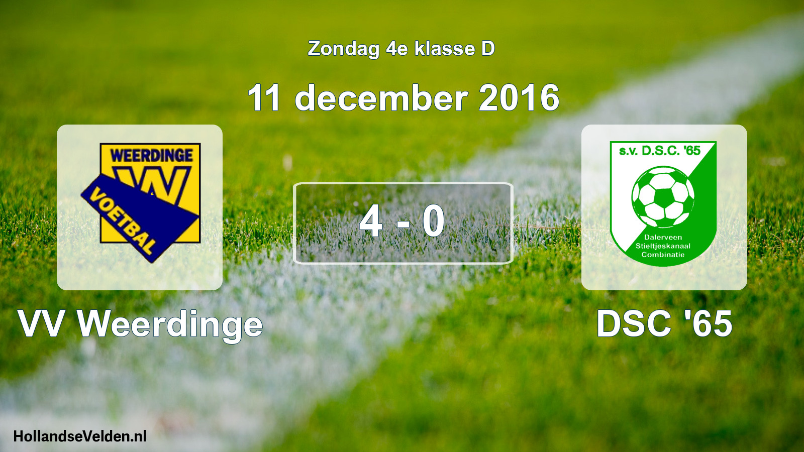 Total number of matches played: VV Weerdinge - DSC '65 4 - 0 (11 December 2016)