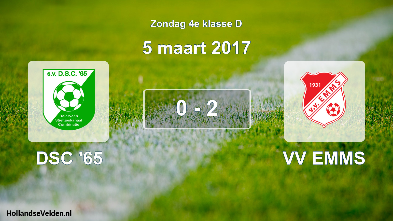 Total number of matches played: DSC '65 - VV EMMS 0 - 2 (5 March 2017)