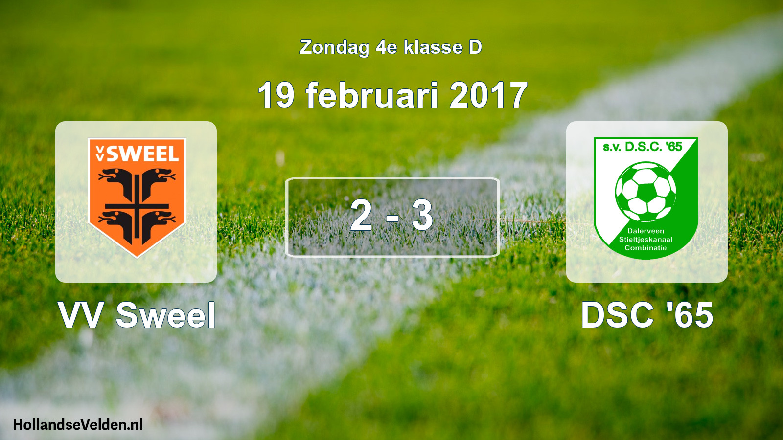 Total number of matches played: VV Sweel - DSC '65 2 - 3 (19 February 2017)