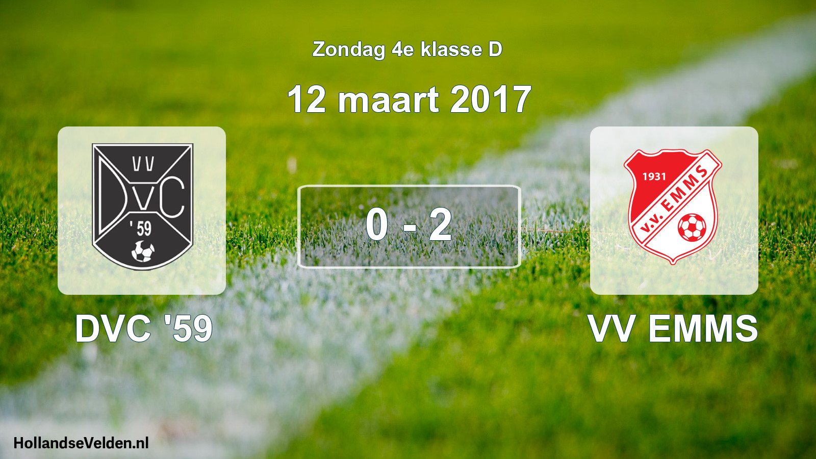 Total number of matches played: DVC '59 - VV EMMS 0 - 2 (12 March 2017)