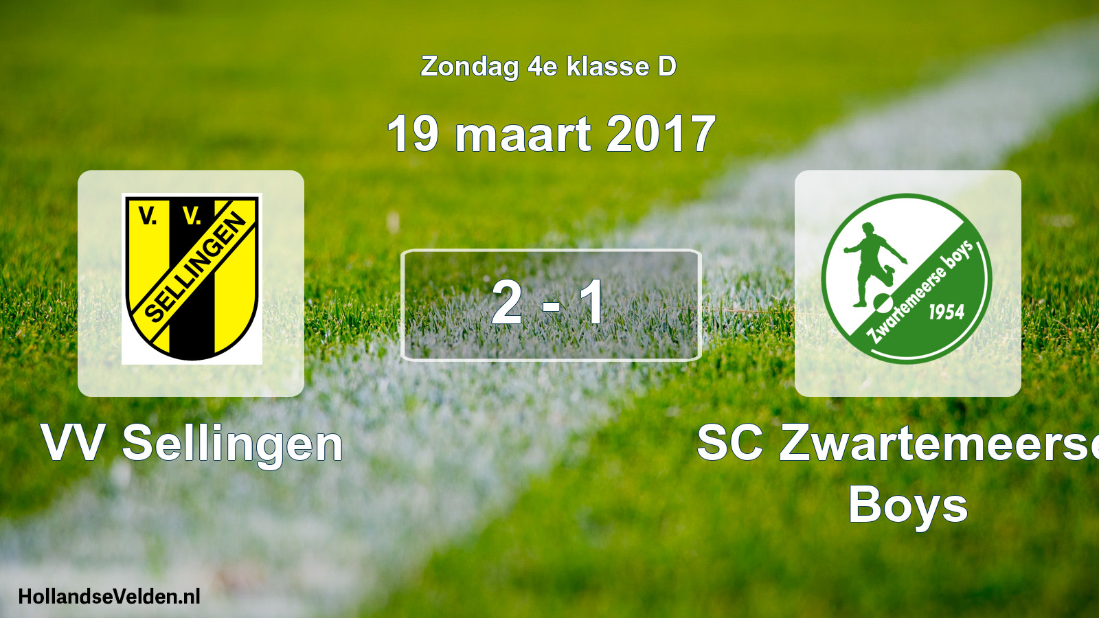 Total number of matches played: VV Sellingen - SC Zwartemeerse Boys 2 - 1 (19 March 2017)