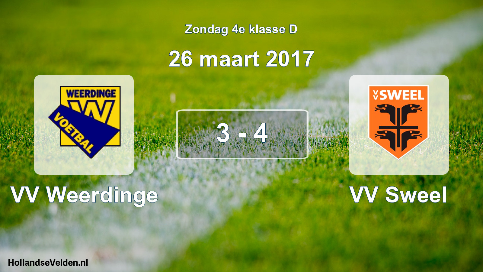 Total number of matches played: VV Weerdinge - VV Sweel 3 - 4 (26 March 2017)