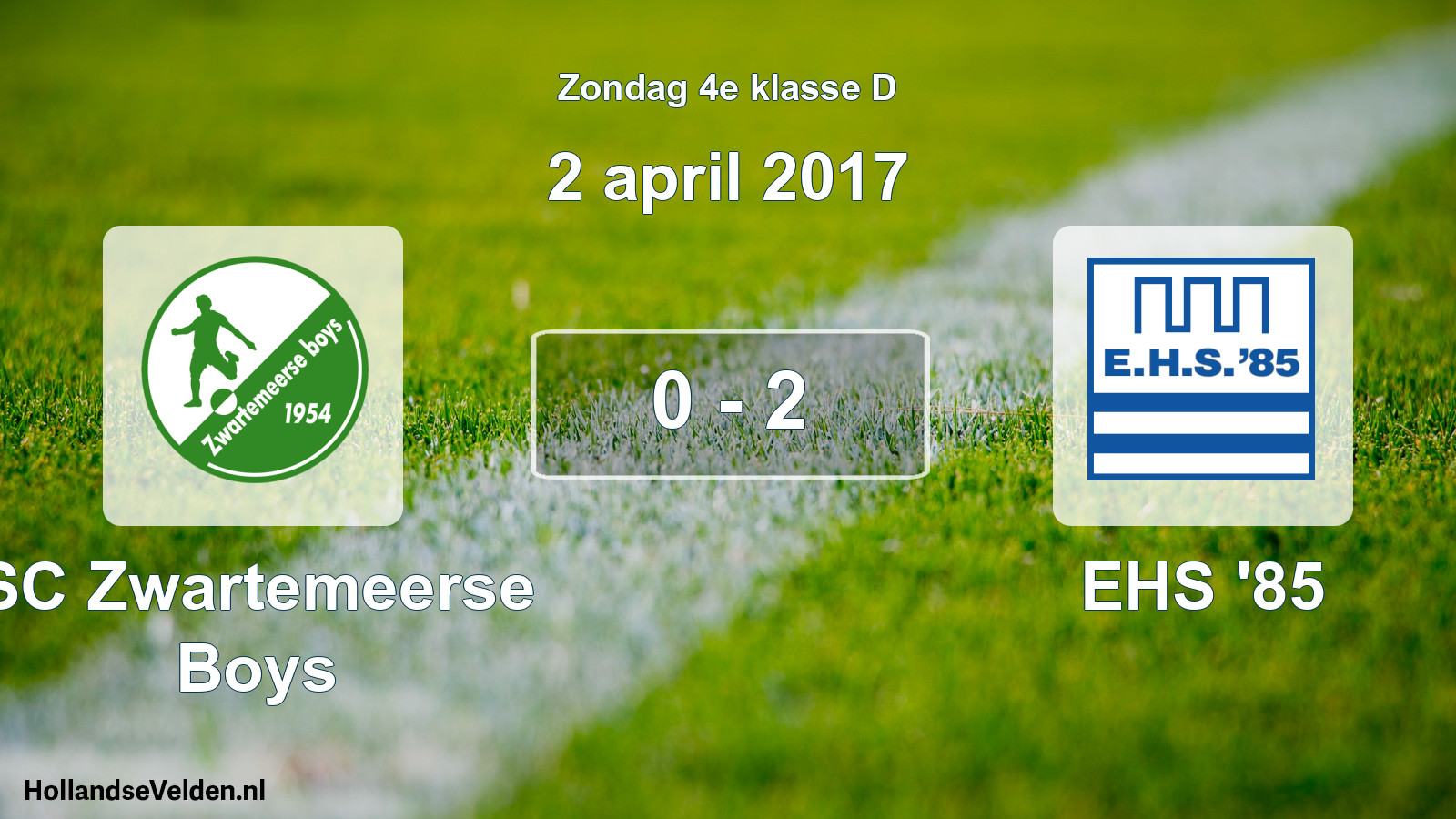 Total number of matches played: SC Zwartemeerse Boys - EHS '85 0 - 2 (2 April 2017)