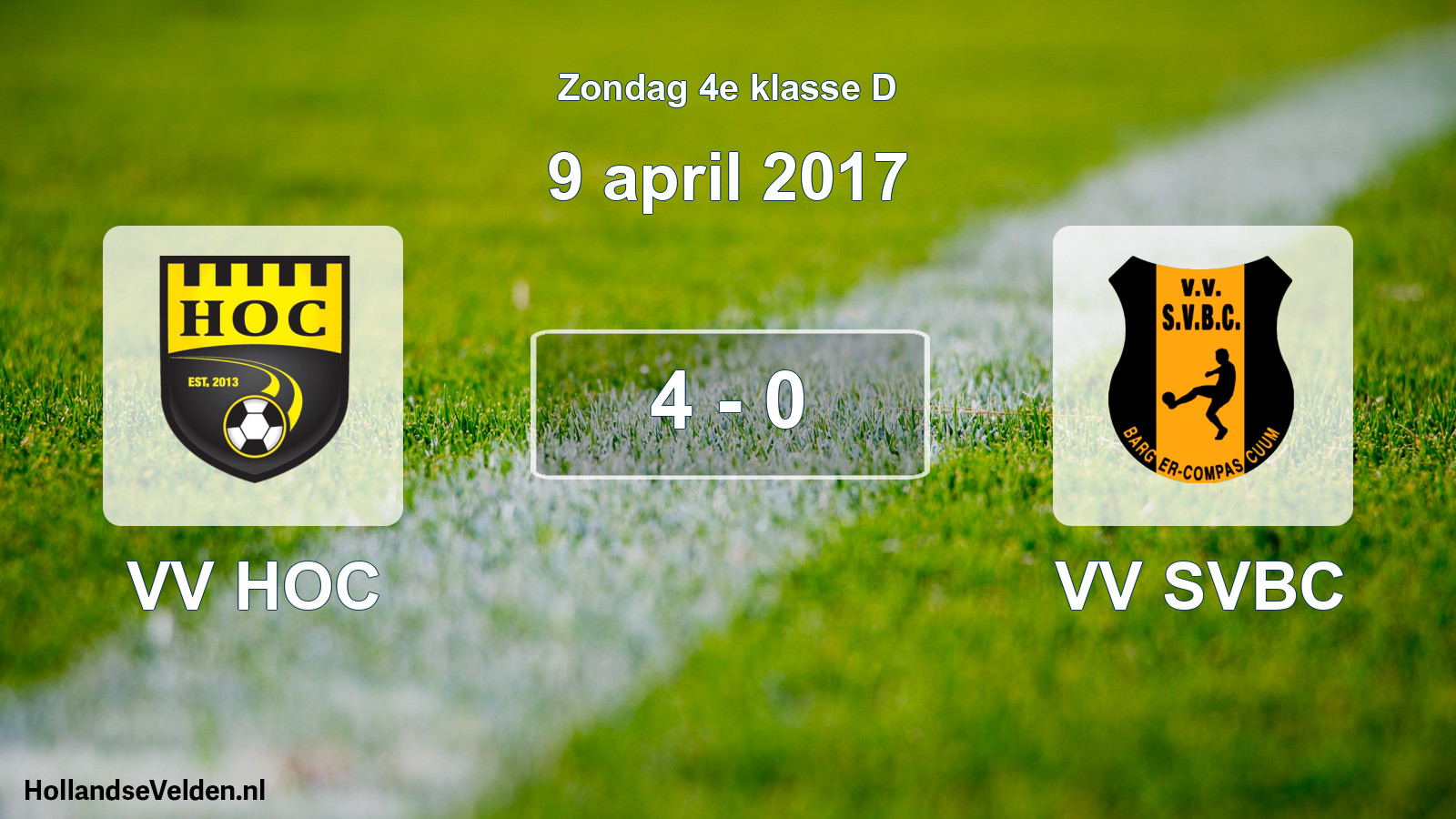 Total number of matches played: VV HOC - VV SVBC 4 - 0 (9 April 2017)