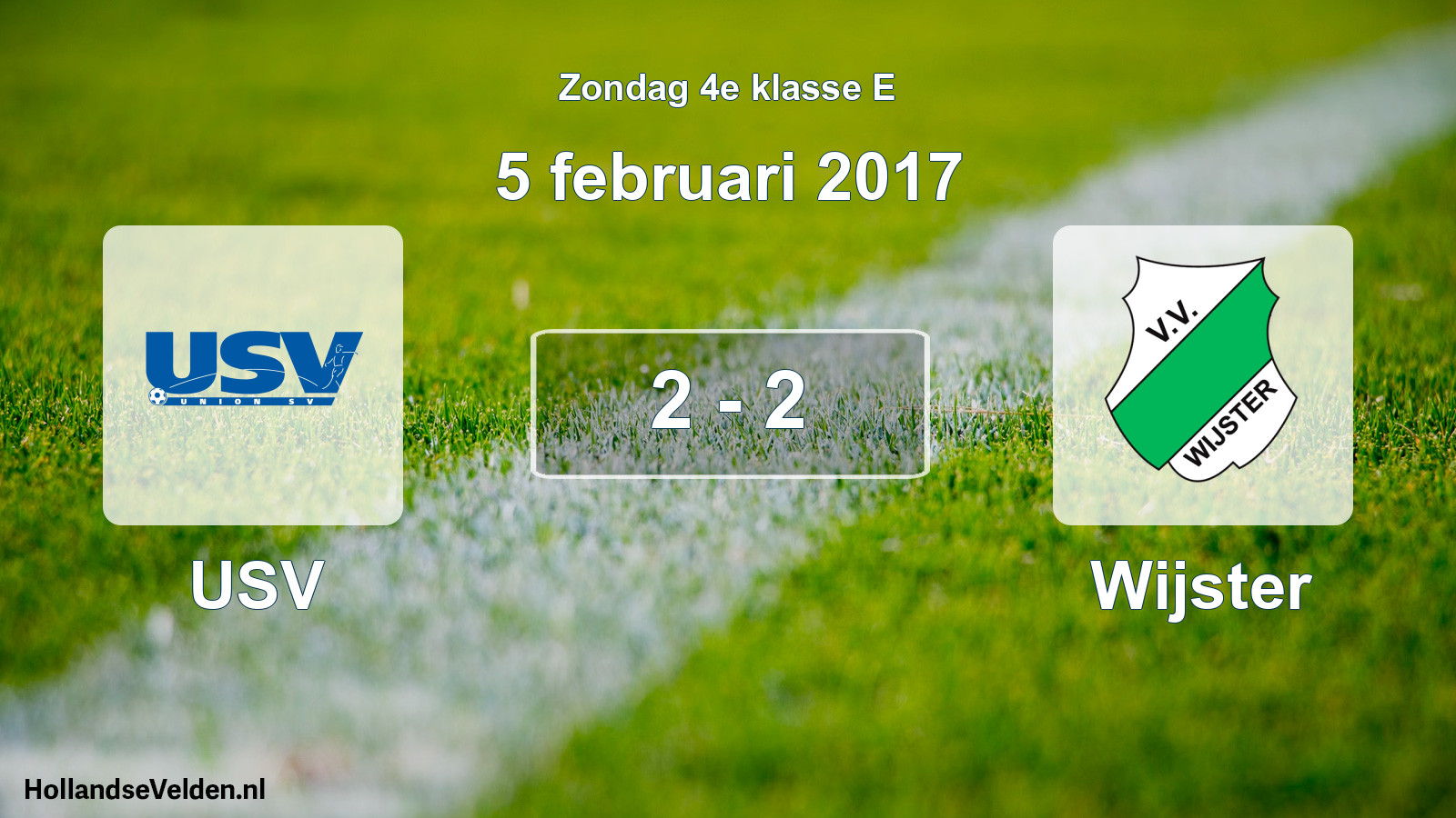 Total number of matches played: USV - Wijster 2 - 2 (5 February 2017)