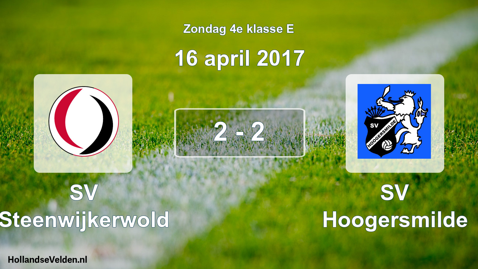 Total number of matches played: SV Steenwijkerwold - SV Hoogersmilde 2 - 2 (16 April 2017)