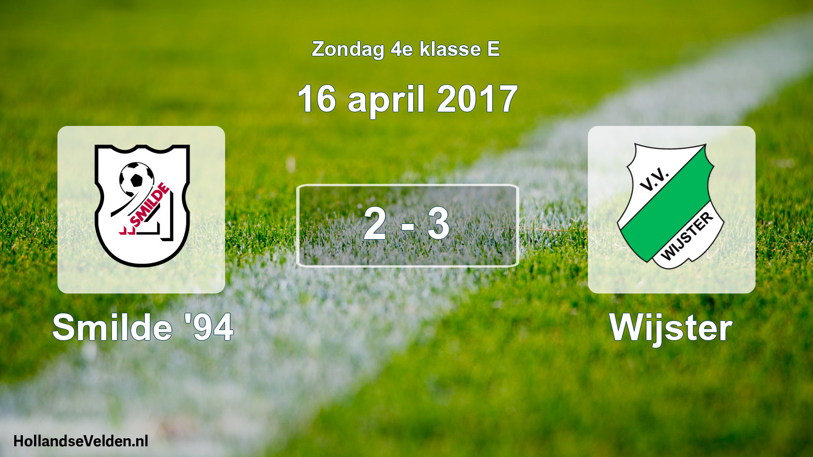 Total number of matches played: Smilde '94 - Wijster 2 - 3 (16 April 2017)