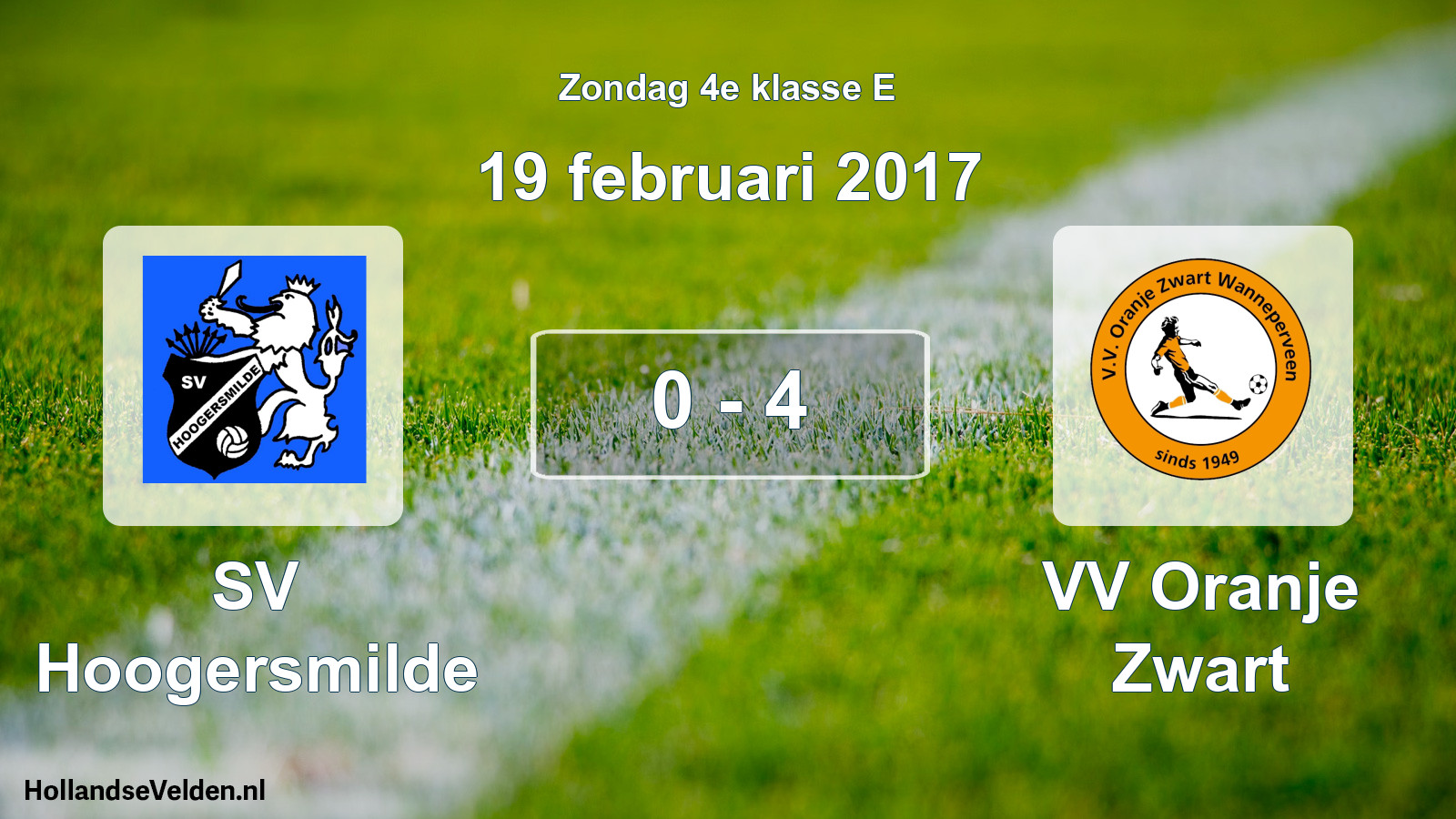Total number of matches played: SV Hoogersmilde - VV Oranje Zwart 0 - 4 (19 February 2017)