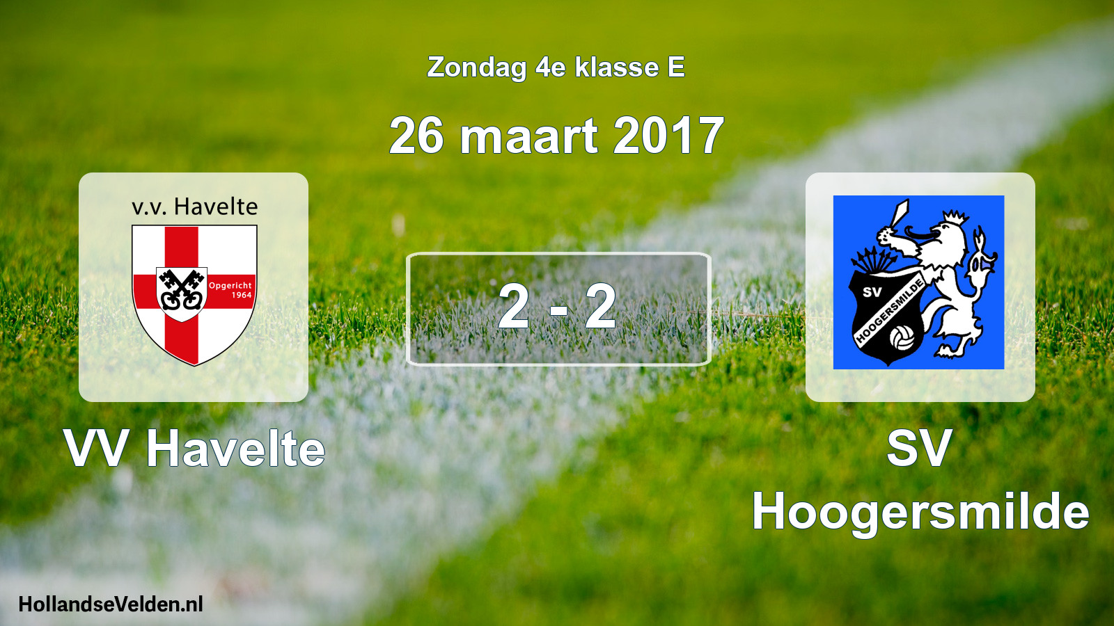Total number of matches played: VV Havelte - SV Hoogersmilde 2 - 2 (26 March 2017)