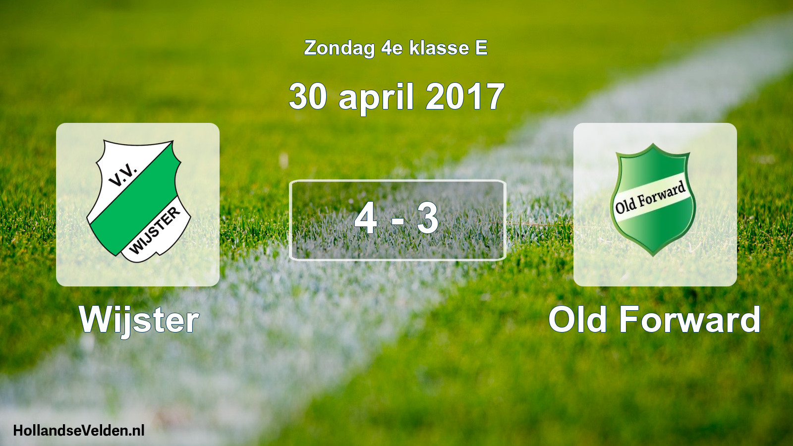 Total number of matches played: Wijster - Old Forward 4 - 3 (30 April 2017)