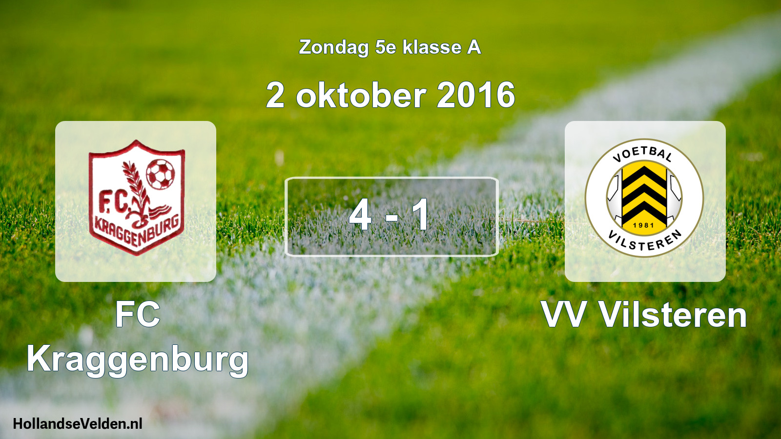 Total number of matches played: FC Kraggenburg - VV Vilsteren 4 - 1 (2 October 2016)