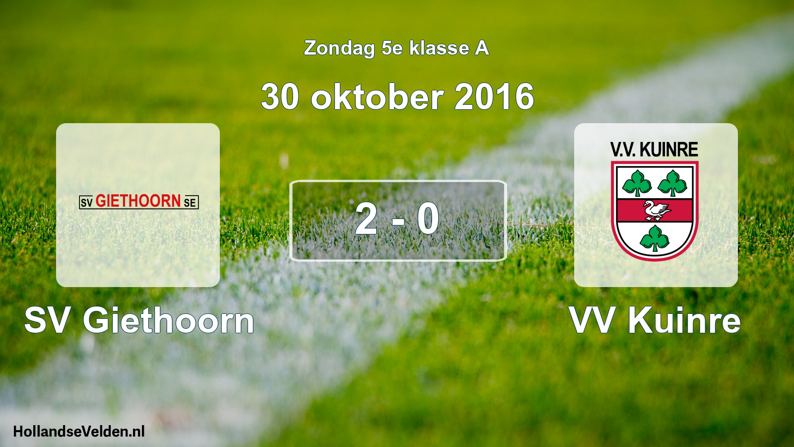 Total number of matches played: SV Giethoorn - VV Kuinre 2 - 0 (30 October 2016)