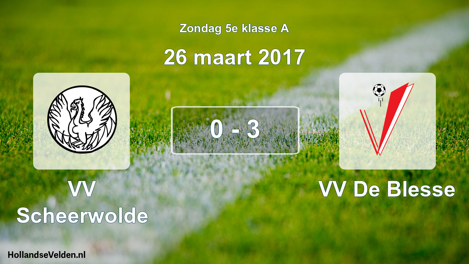 Total number of matches played: VV Scheerwolde - VV De Blesse 0 - 3 (26 March 2017)