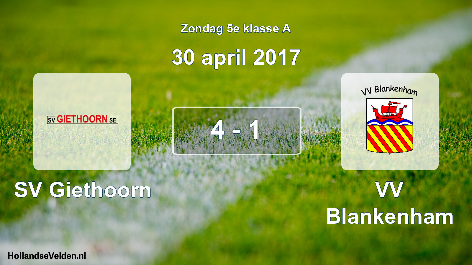 Total number of matches played: SV Giethoorn - VV Blankenham 4 - 1 (30 April 2017)
