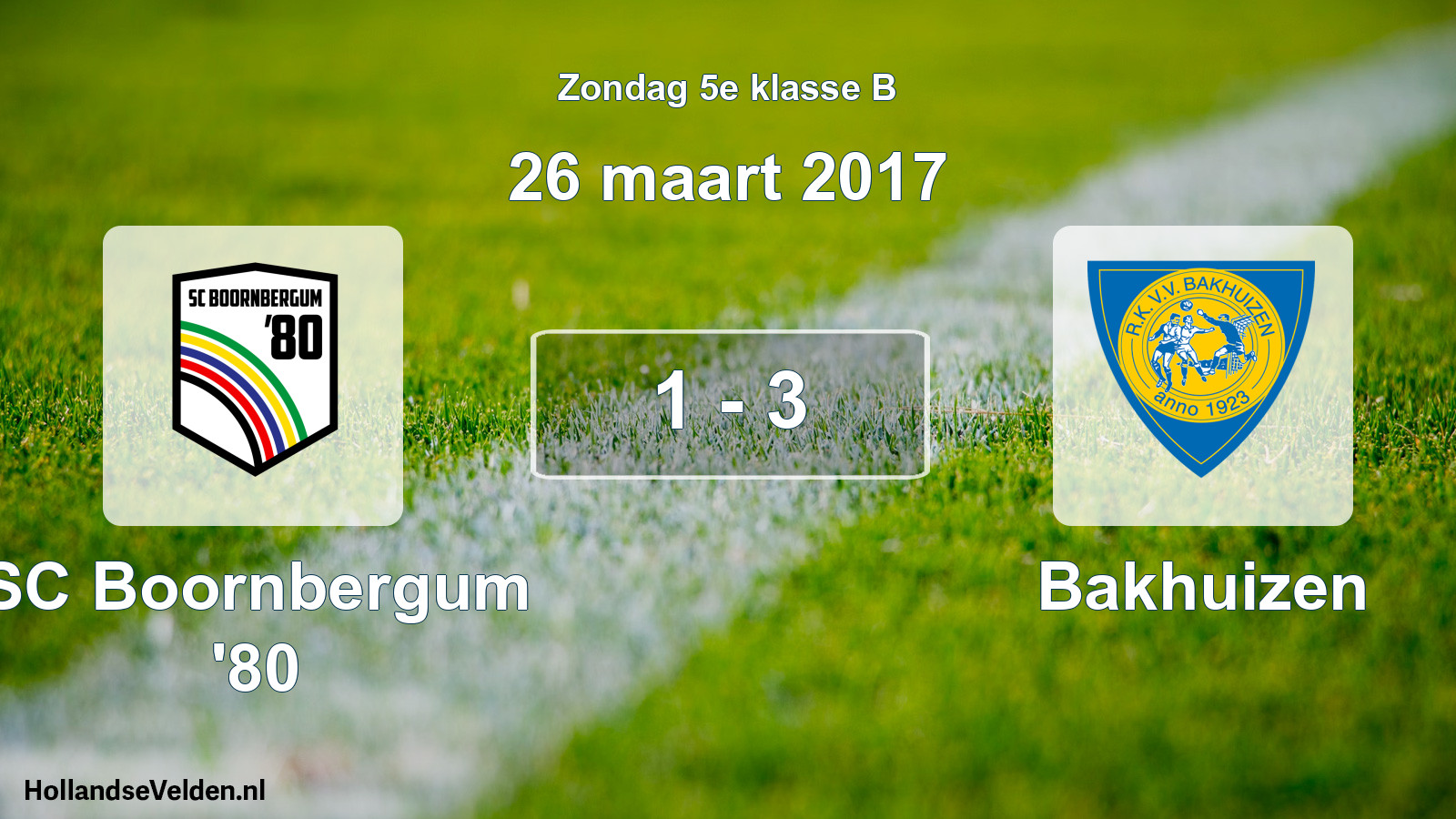 Total number of matches played: SC Boornbergum '80 - Bakhuizen 1 - 3 (26 March 2017)