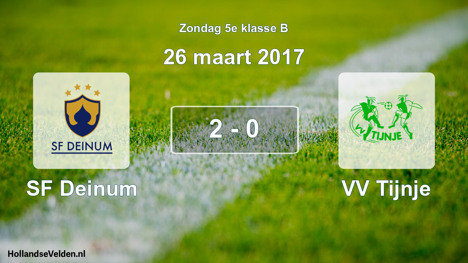 Total number of matches played: SF Deinum - VV Tijnje 2 - 0 (26 March 2017)