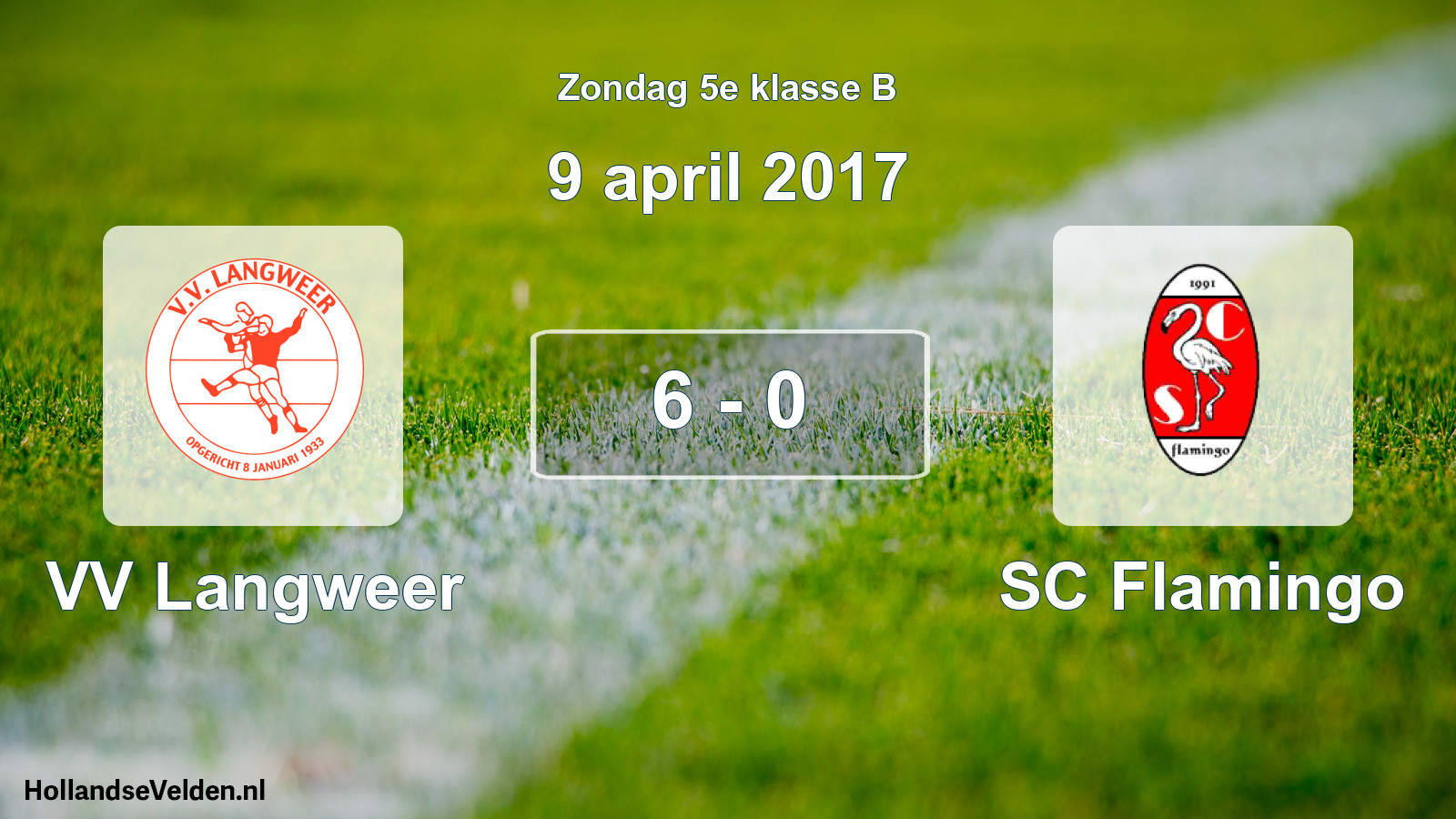 Total number of matches played: VV Langweer - SC Flamingo 6 - 0 (9 April 2017)