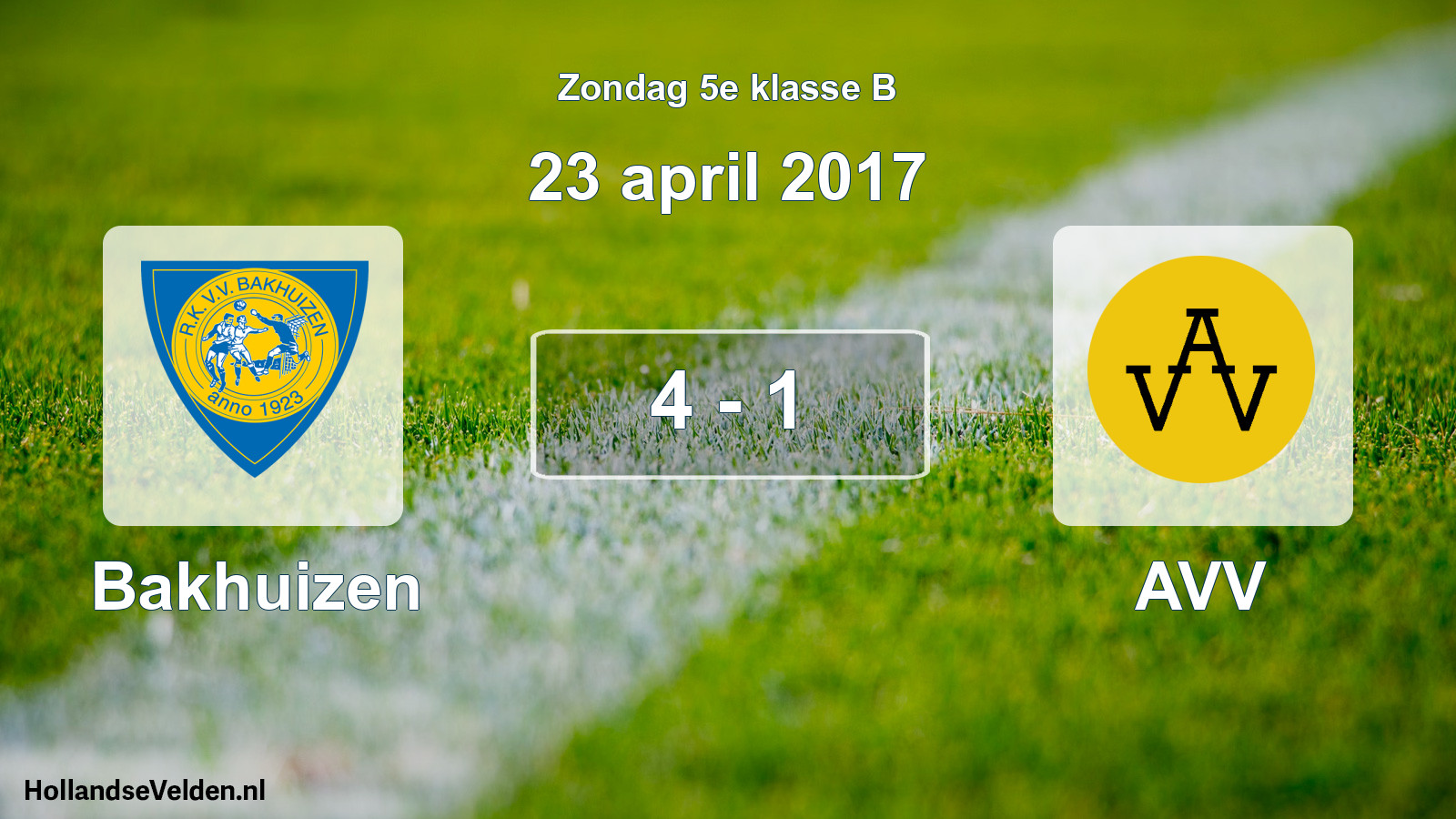 Total number of matches played: Bakhuizen - AVV 4 - 1 (23 April 2017)