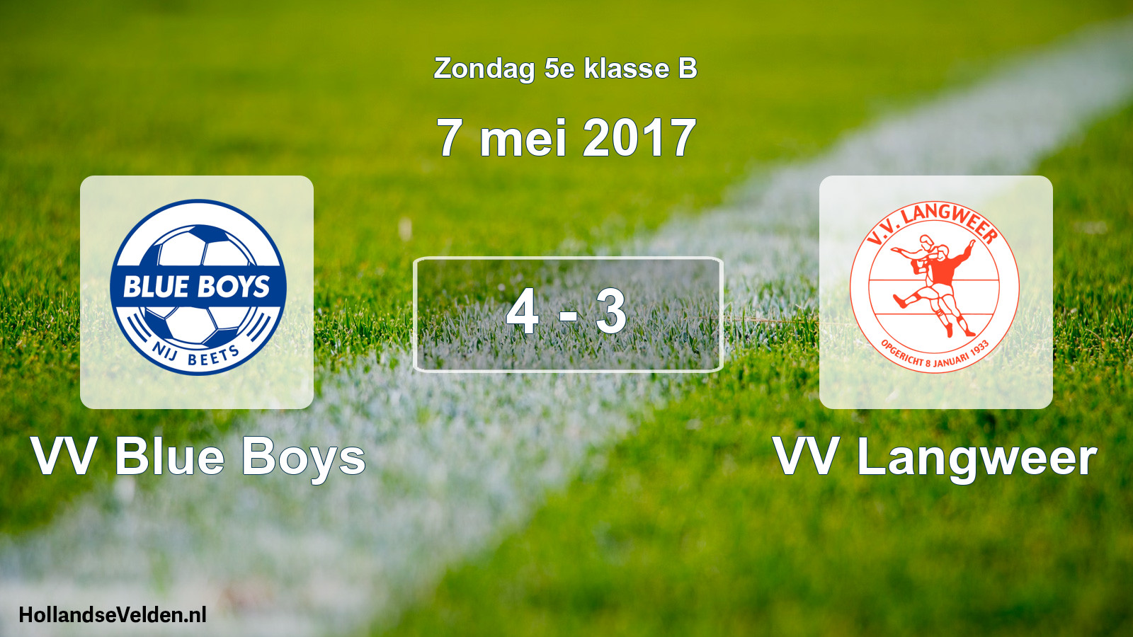 Total number of matches played: VV Blue Boys - VV Langweer 4 - 3 (7 May 2017)
