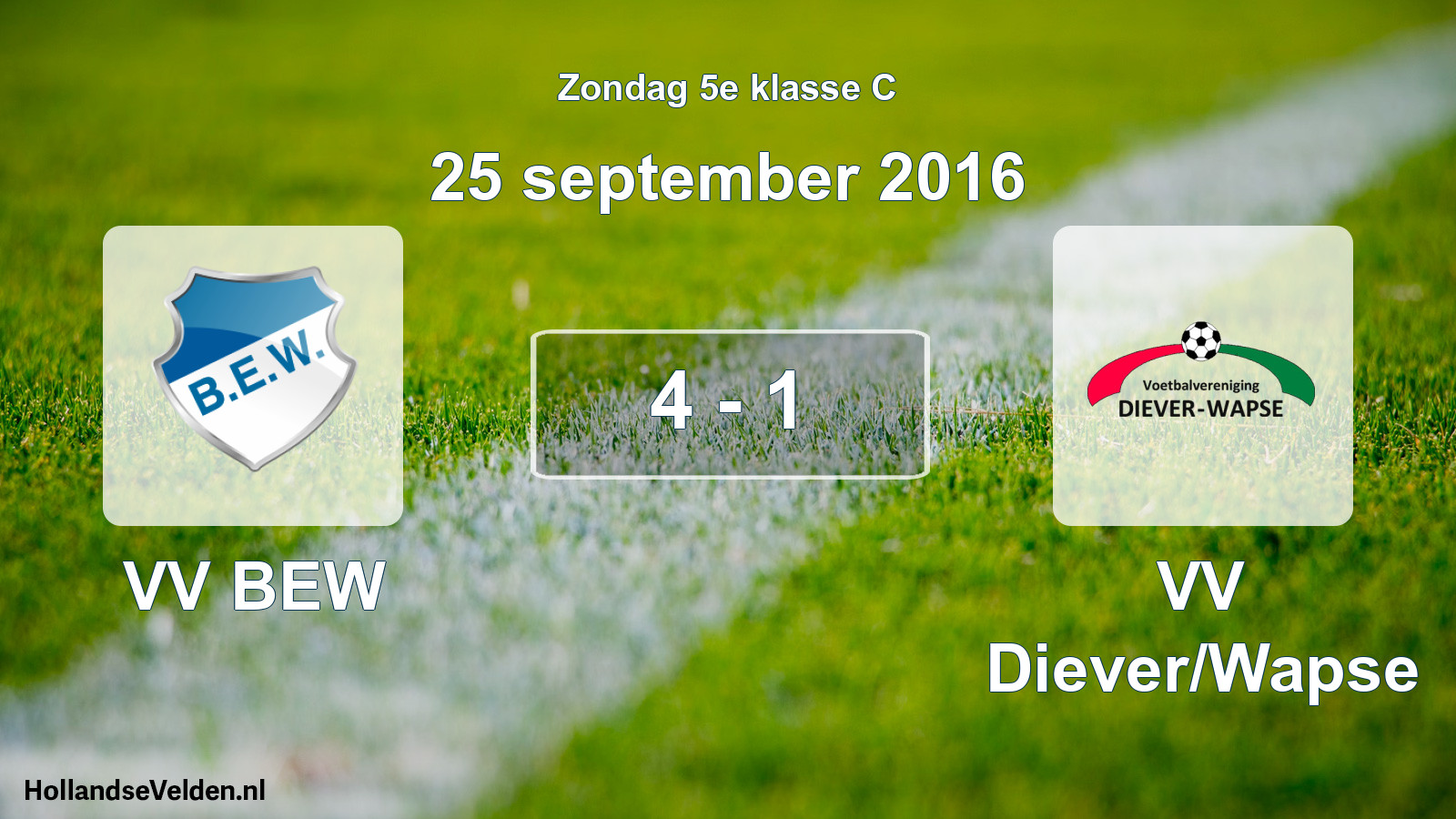 Total number of matches played: VV BEW - VV Diever/Wapse 4 - 1 (25 September 2016)