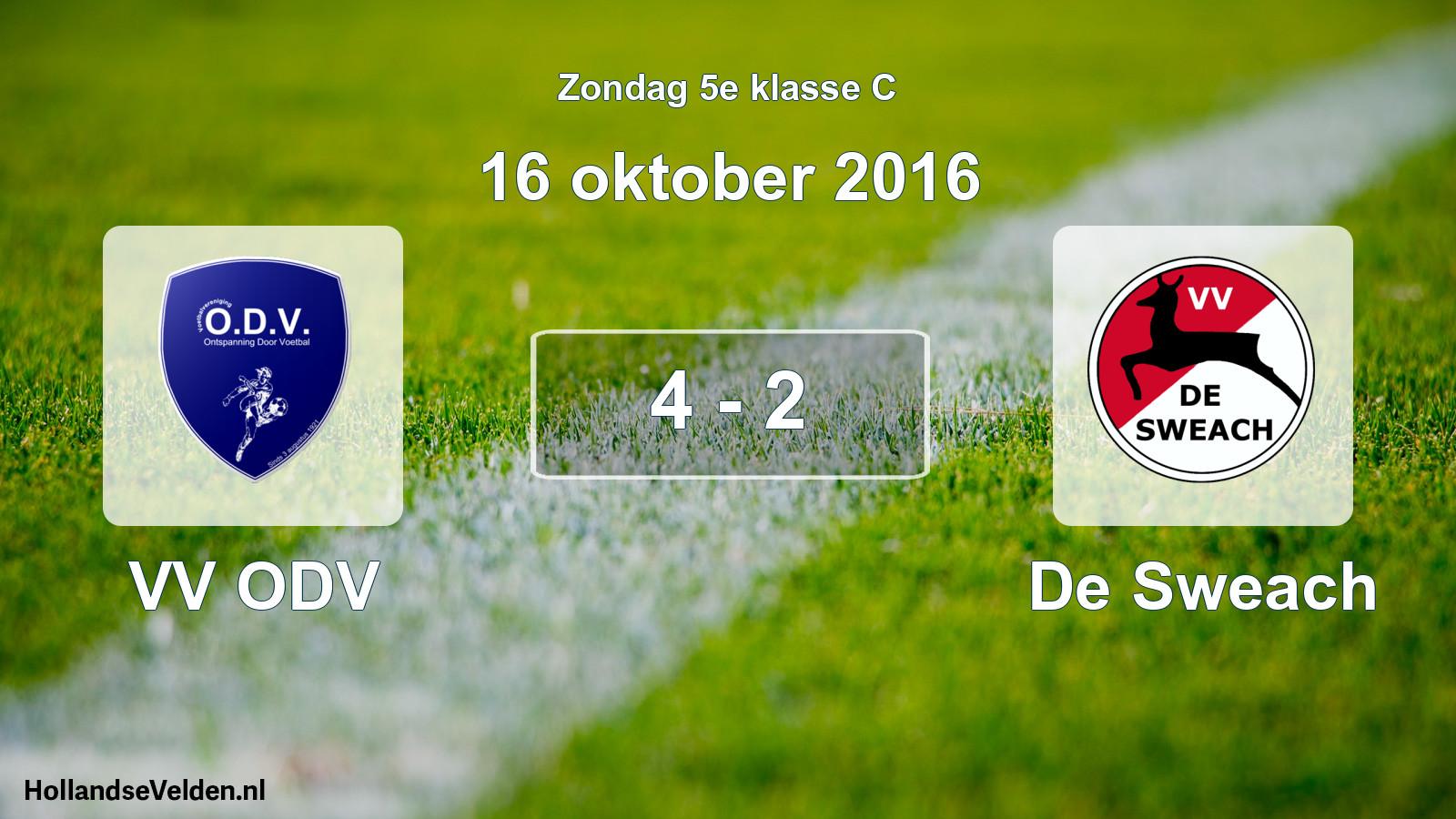 Total number of matches played: VV ODV - De Sweach 4 - 2 (16 October 2016)