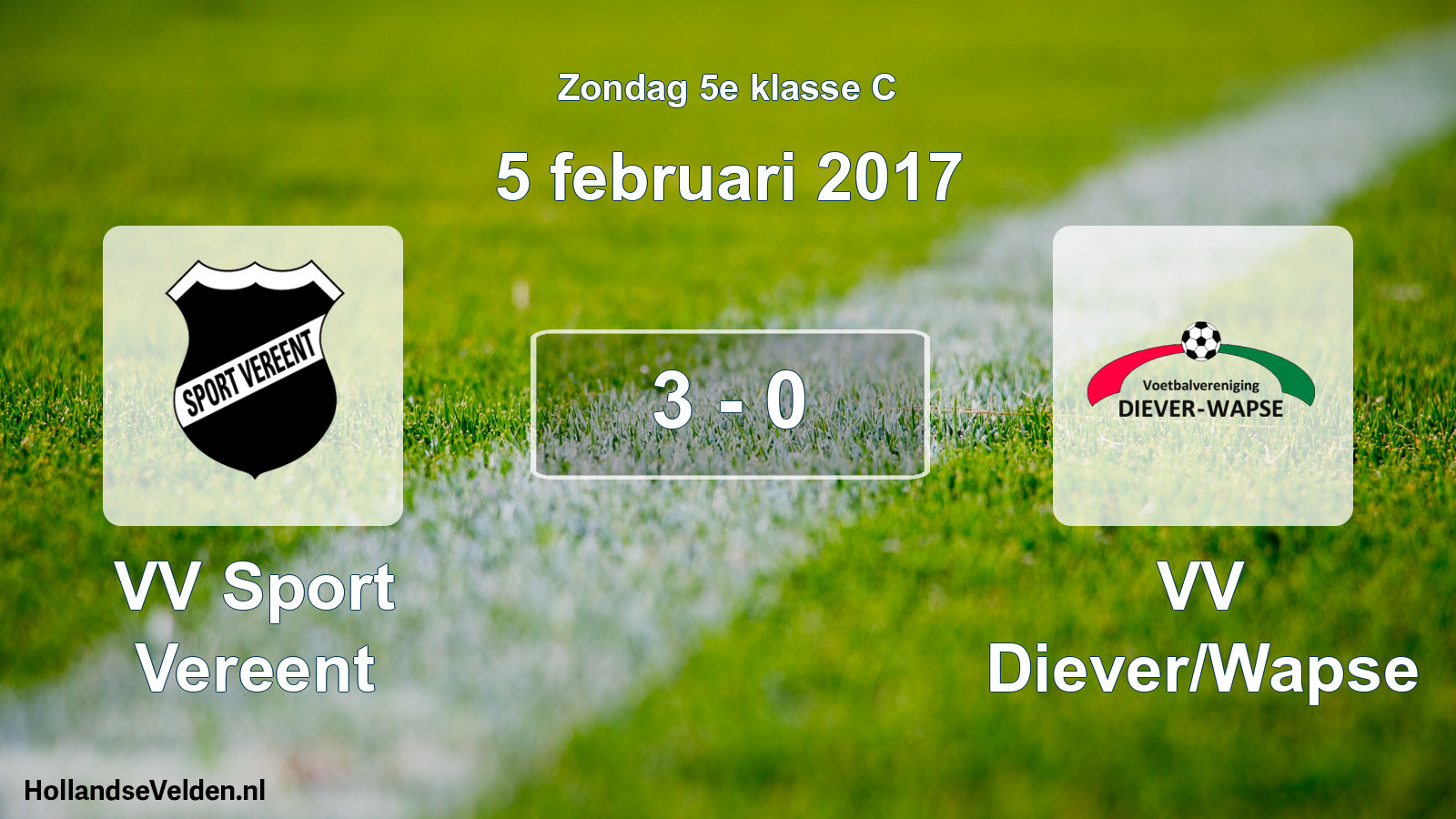 Total number of matches played: VV Sport Vereent - VV Diever/Wapse 3 - 0 (5 February 2017)