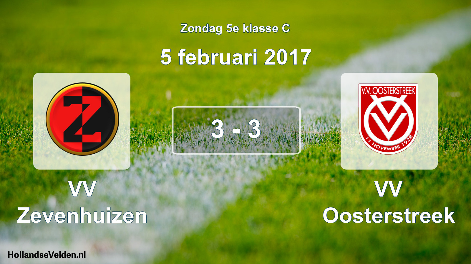 Total number of matches played: VV Zevenhuizen - VV Oosterstreek 3 - 3 (5 February 2017)