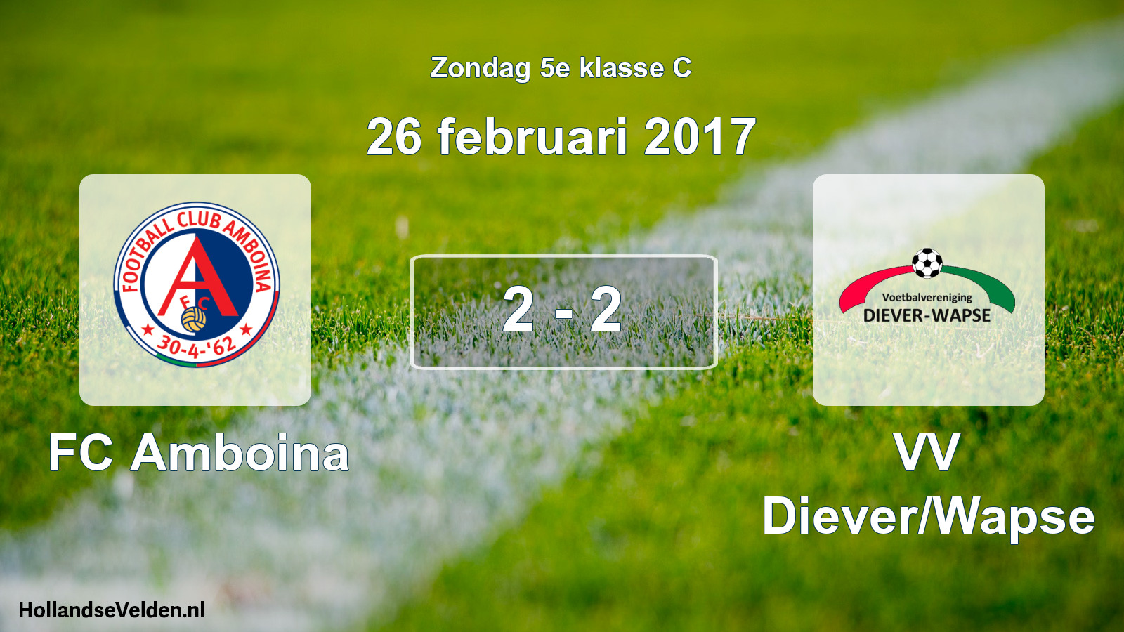 Total number of matches played: FC Amboina - VV Diever/Wapse 2 - 2 (26 February 2017)