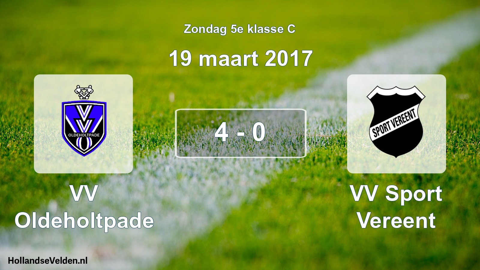 Total number of matches played: VV Oldeholtpade - VV Sport Vereent 4 - 0 (19 March 2017)