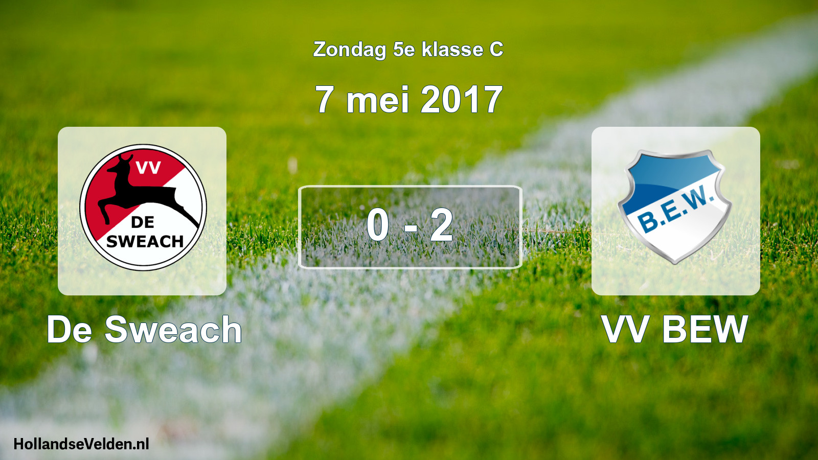 Total number of matches played: De Sweach - VV BEW 0 - 2 (7 May 2017)