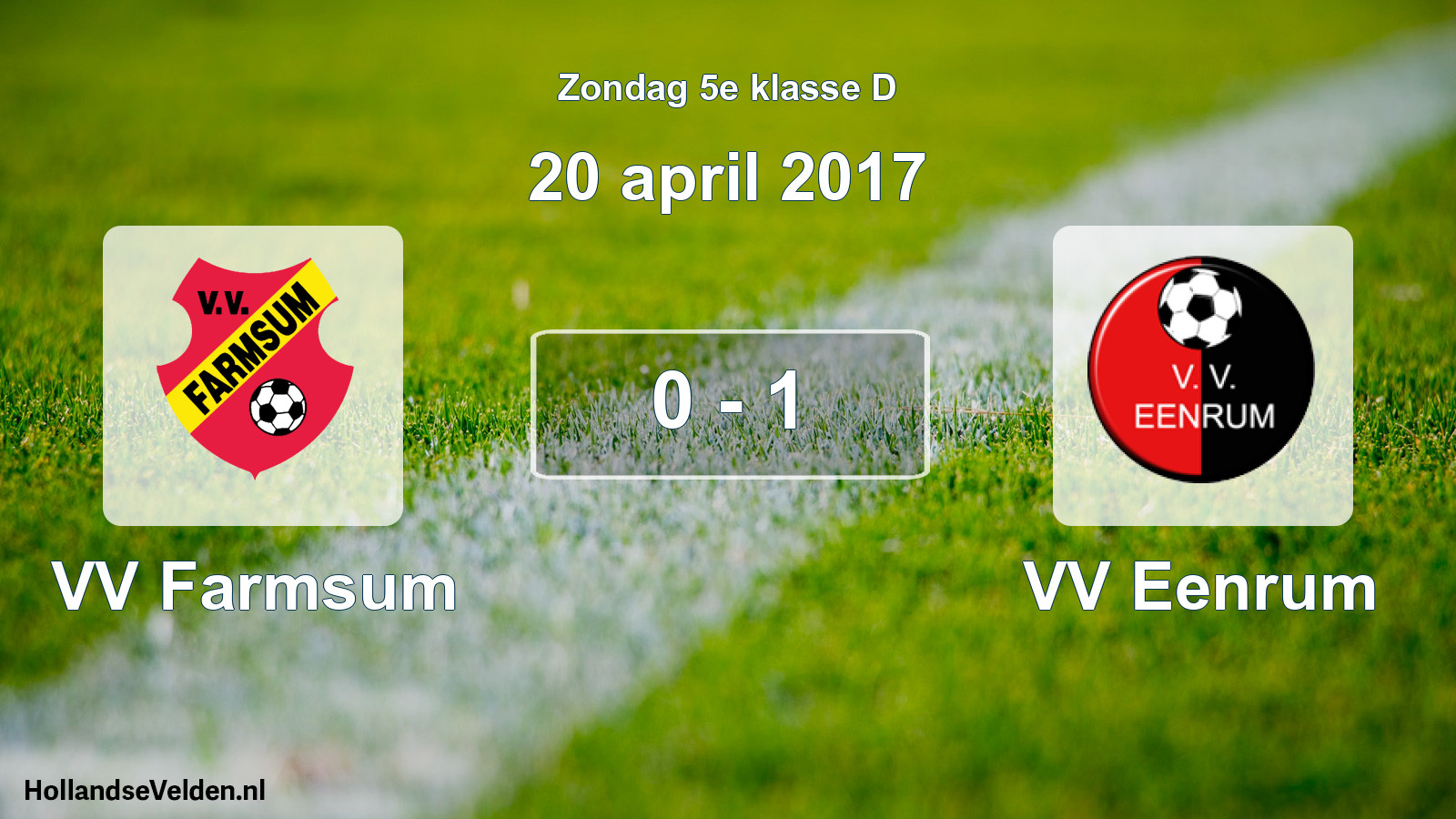 Total number of matches played: VV Farmsum - VV Eenrum 0 - 1 (20 April 2017)