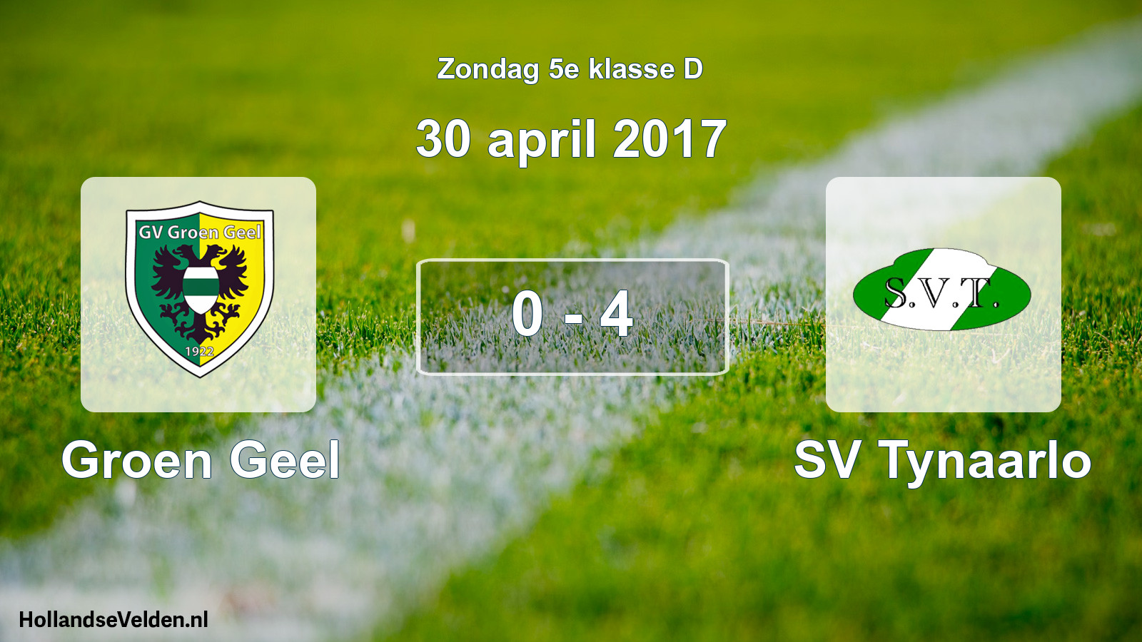 Total number of matches played: Groen Geel - SV Tynaarlo 0 - 4 (30 April 2017)