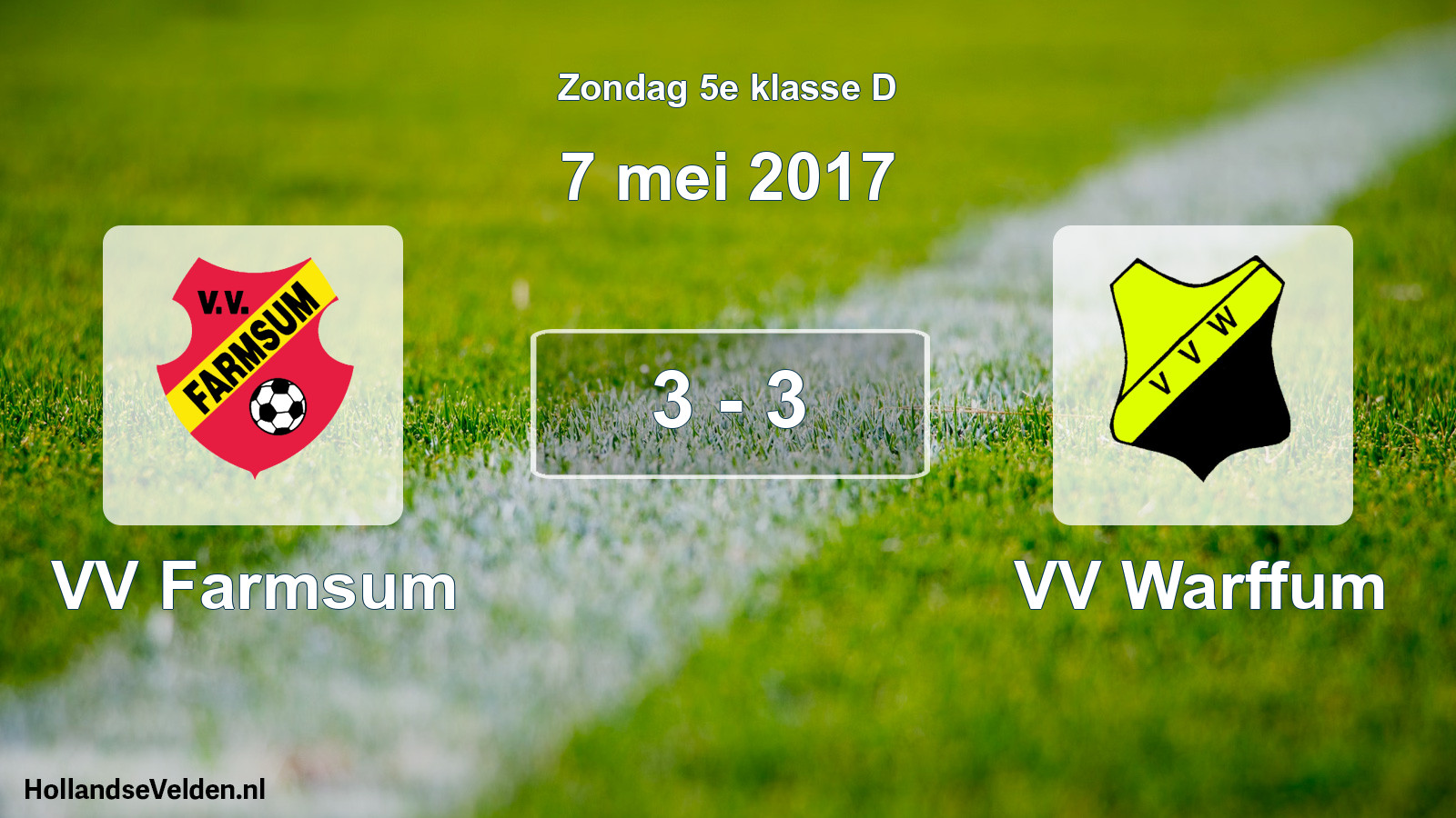 Total number of matches played: VV Farmsum - VV Warffum 3 - 3 (7 May 2017)