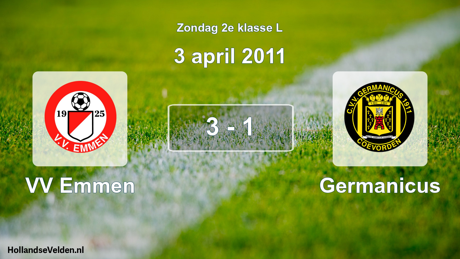 Total number of matches played: VV Emmen - Germanicus 3 - 1 (3 April 2011)