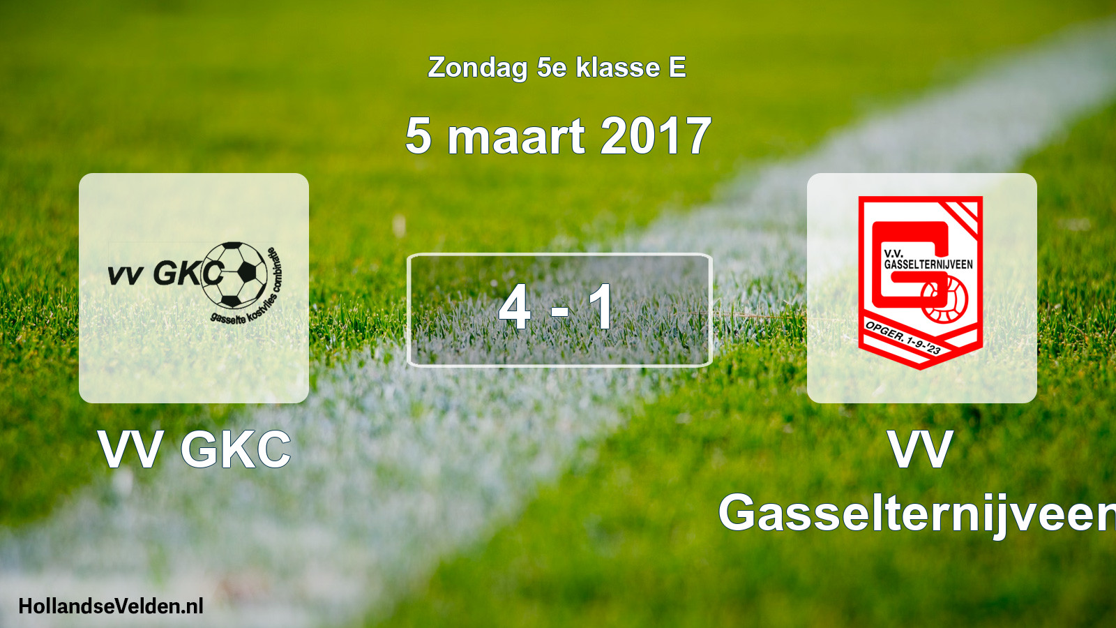Total number of matches played: VV GKC - VV Gasselternijveen 4 - 1 (5 March 2017)