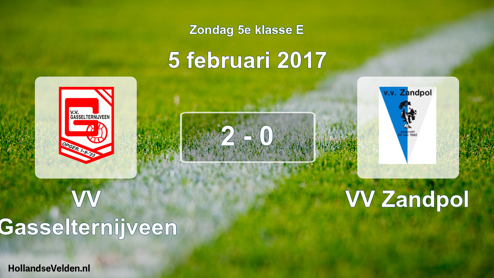 Total number of matches played: VV Gasselternijveen - VV Zandpol 2 - 0 (5 February 2017)