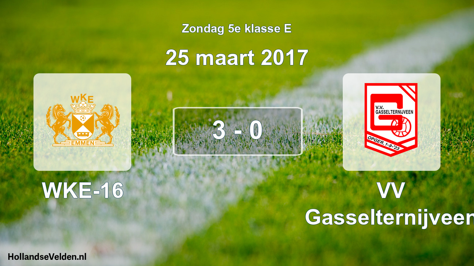 Total number of matches played: WKE-16 - VV Gasselternijveen 3 - 0 (25 March 2017)