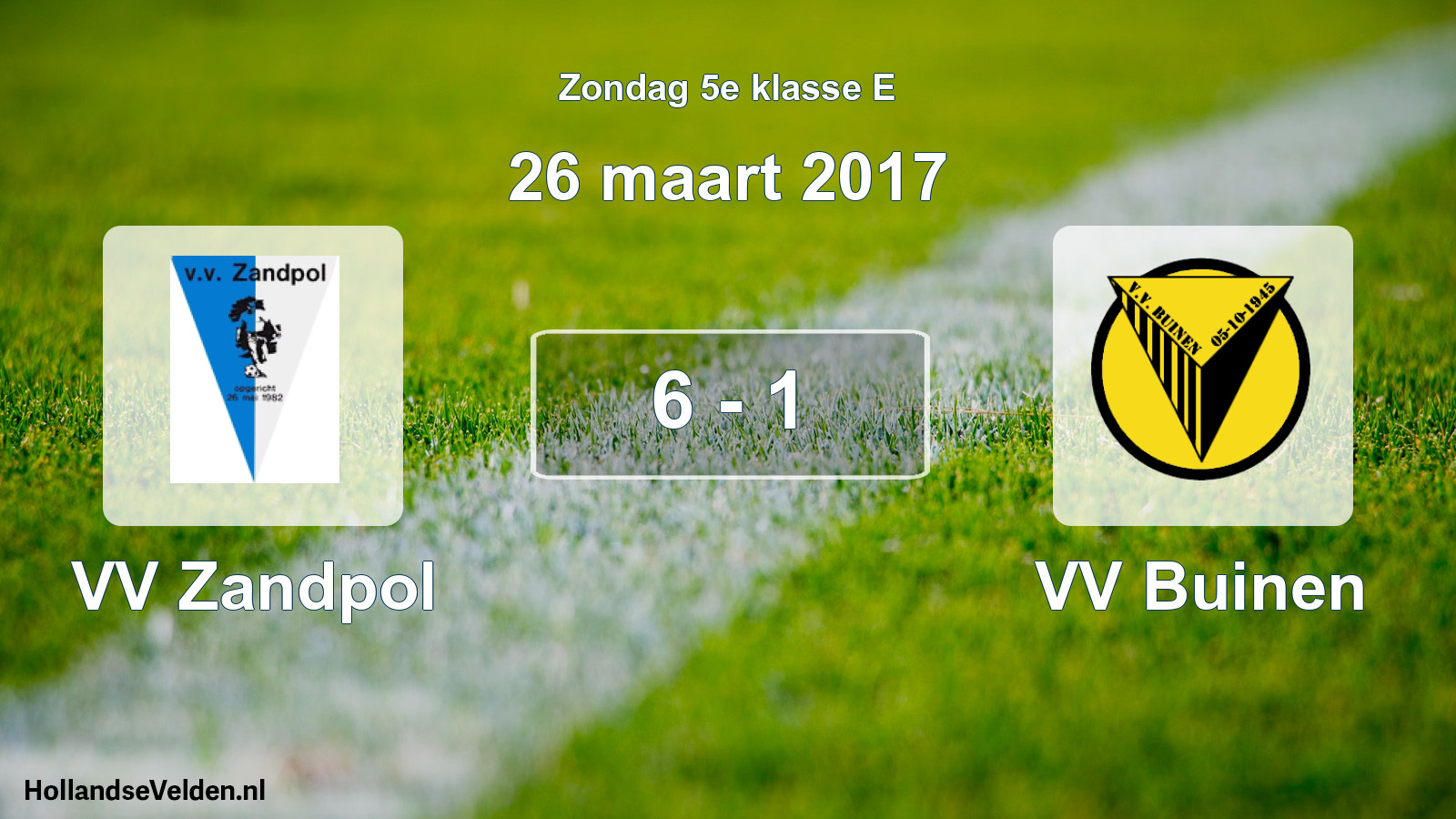 Total number of matches played: VV Zandpol - VV Buinen 6 - 1 (26 March 2017)